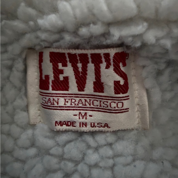 Levi's Men's Dark Blue Denim Jacket with White Sherpa Lining - Picture 6 of 8